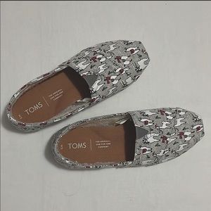 Women’s Toms Shoes Classic Grey Fleck Jersey Fa La Llama Print